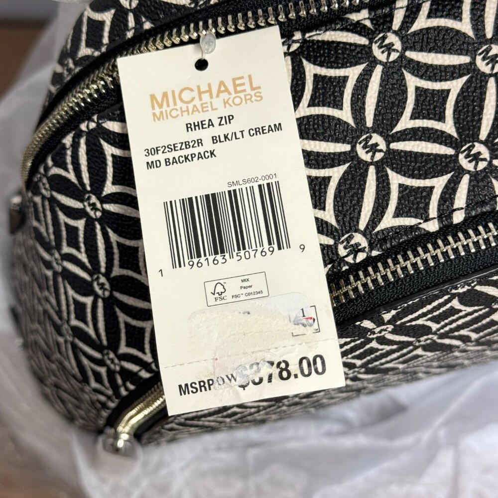 Michael Kors Rhea Medium Backpack – Black/Light Cream - Picture 7 of 7